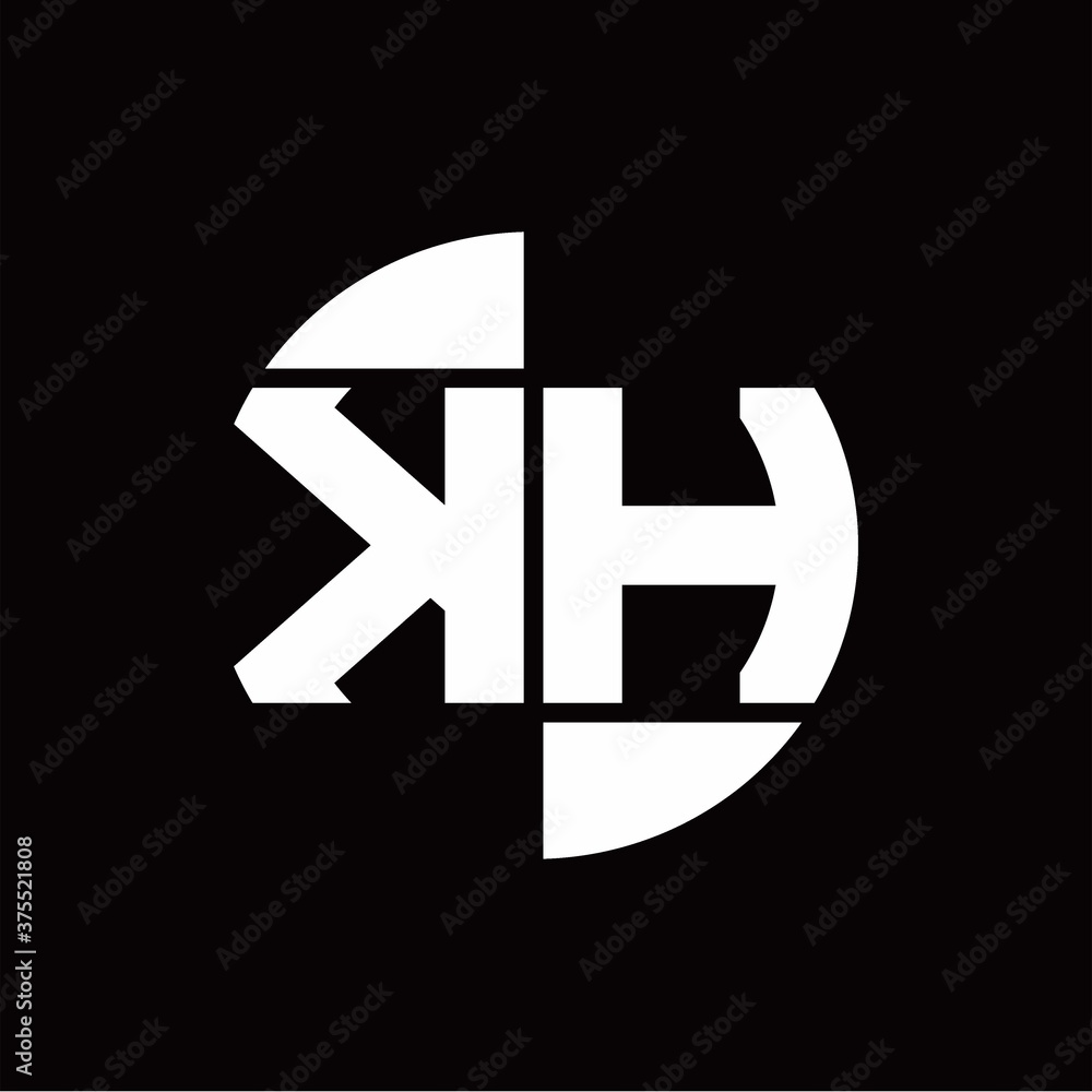 KH Logo monogram with slice circle shape rotate design template KH Logo monogram with slice circle shape rotate design template