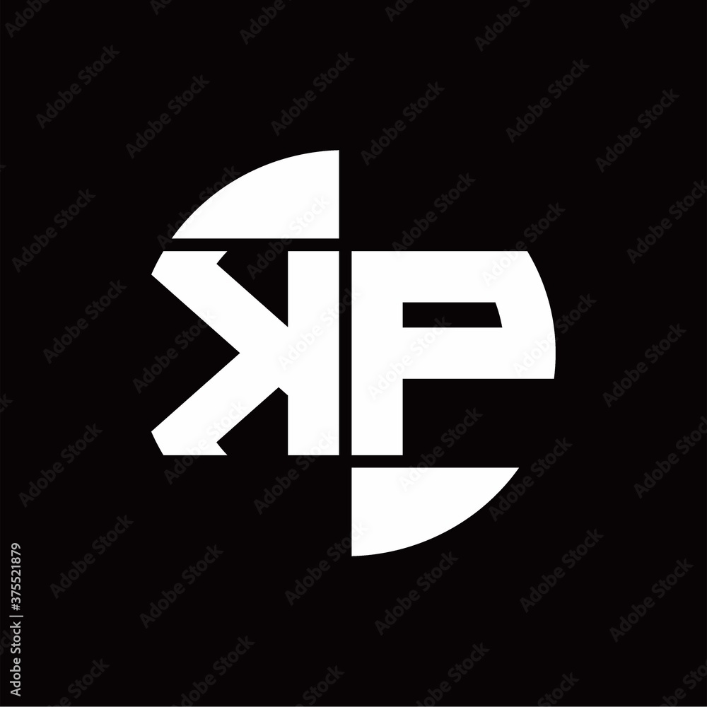 KP Logo monogram with slice circle shape rotate design template KP Logo monogram with slice circle shape rotate design template