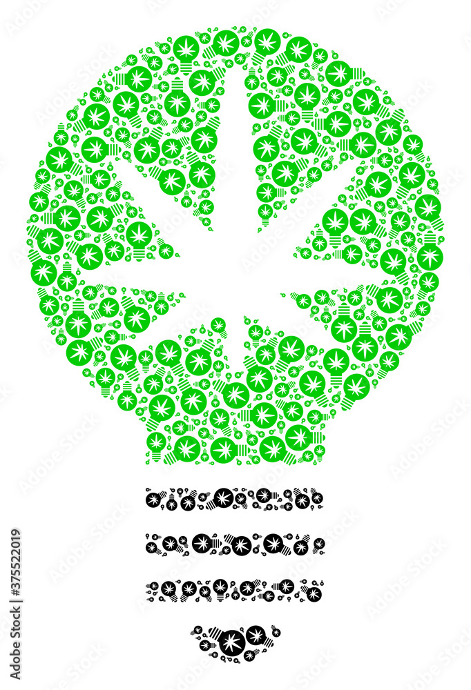 Vector cannabis innovation bulb mosaic is composed of scattered recursive cannabis innovation bulb parts. Recursive composition of cannabis innovation bulb. Vector cannabis innovation bulb mosaic is composed of scattered recursive cannabis innovation bulb parts. Recursive composition of cannabis innovation bulb.
