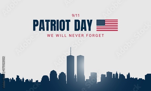 Leinwand Poster Patriot Day Background with New York City Silhouette.