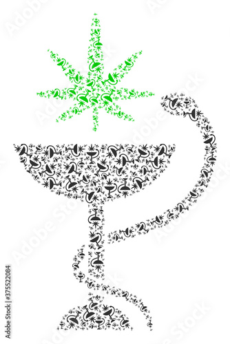 Foto Vector cannabis medical bowl mosaic is made from randomized recursive cannabis medical bowl elements