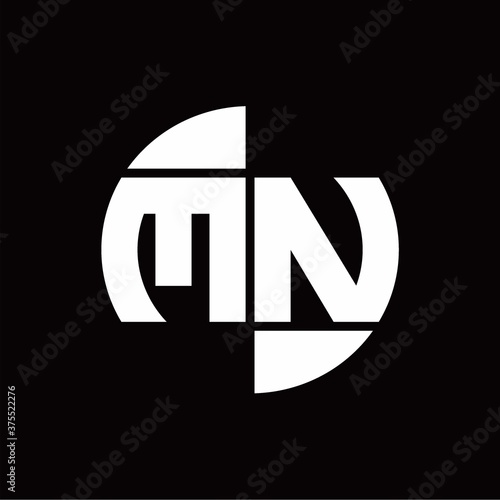 MN Logo monogram with slice circle shape rotate design template