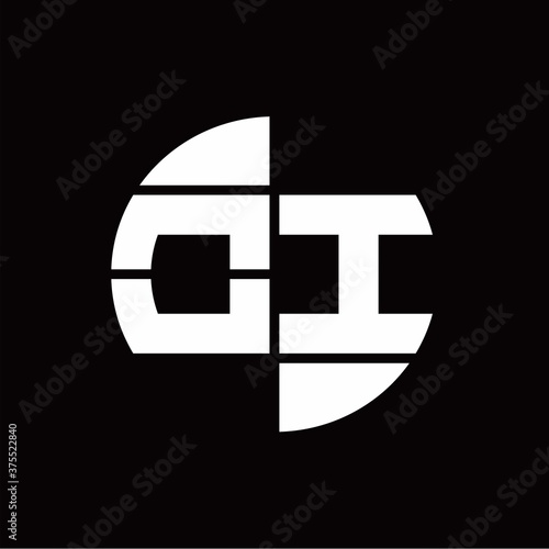 OI Logo monogram with slice circle shape rotate design template