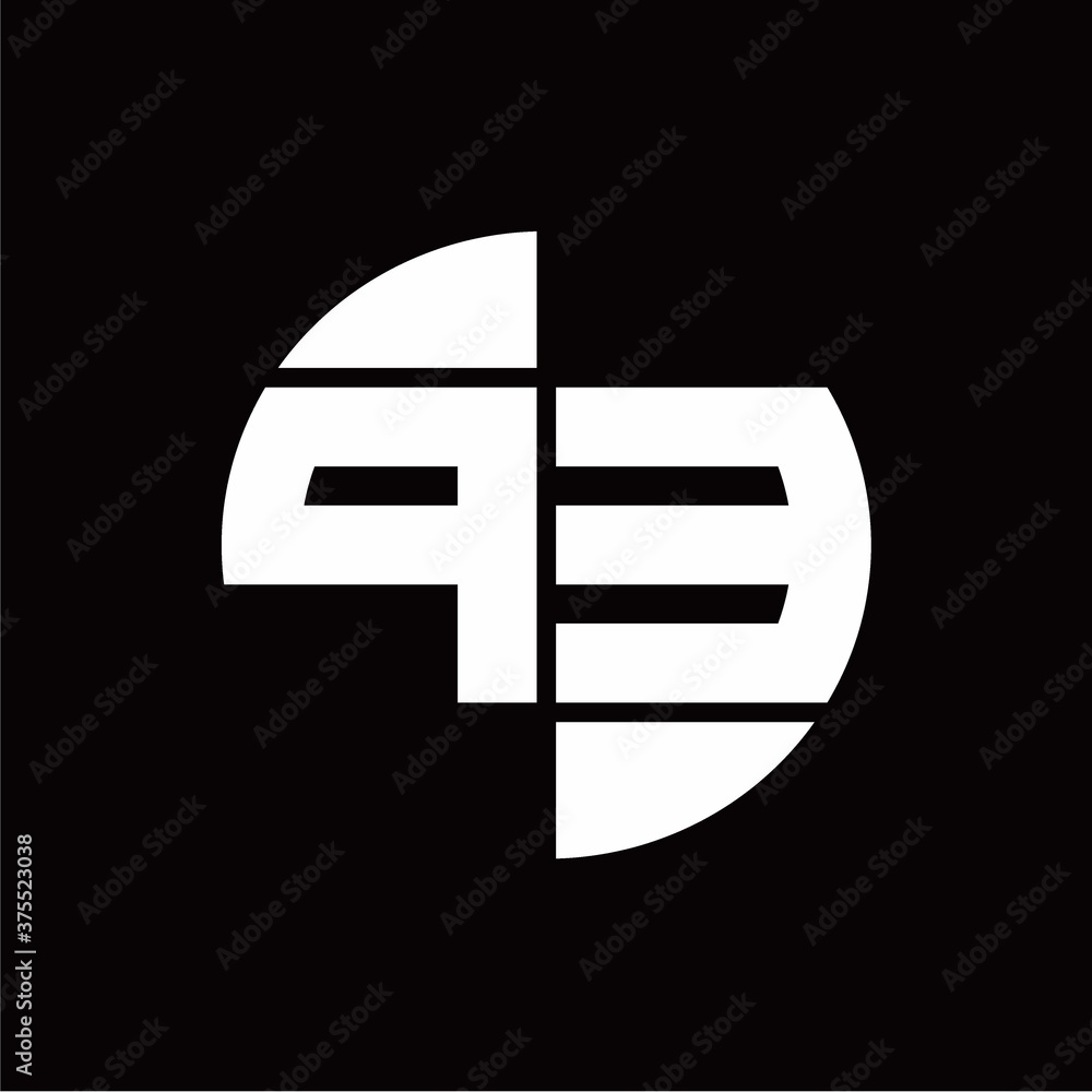 PE Logo monogram with slice circle shape rotate design template PE Logo monogram with slice circle shape rotate design template