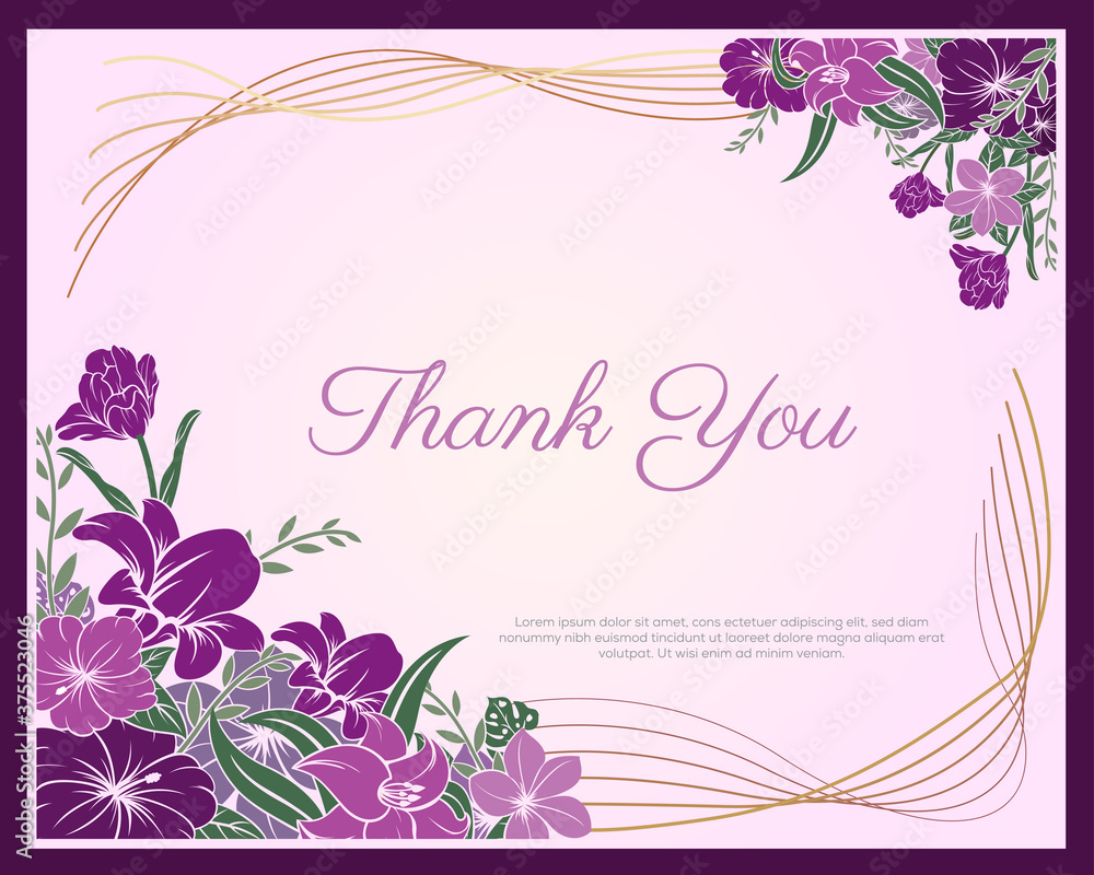 beauty Purple flower frame template design