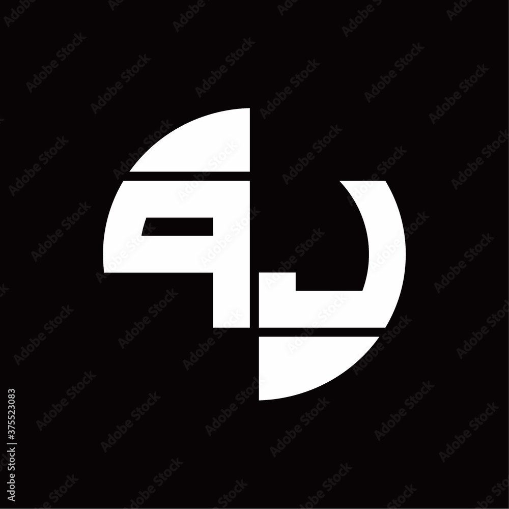 PJ Logo monogram with slice circle shape rotate design template PJ Logo monogram with slice circle shape rotate design template