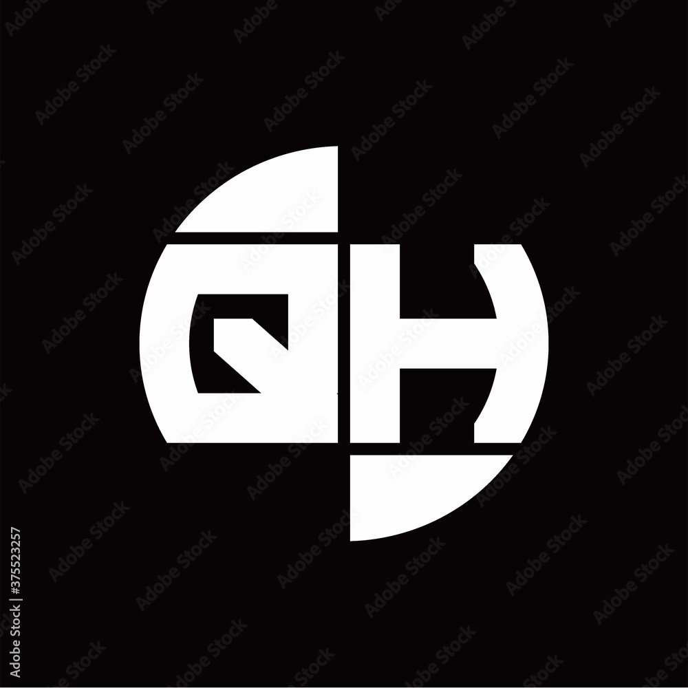 QH Logo monogram with slice circle shape rotate design template QH Logo monogram with slice circle shape rotate design template