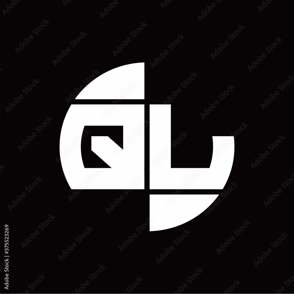QL Logo monogram with slice circle shape rotate design template QL Logo monogram with slice circle shape rotate design template