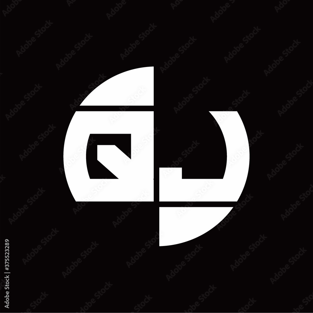 QJ Logo monogram with slice circle shape rotate design template QJ Logo monogram with slice circle shape rotate design template