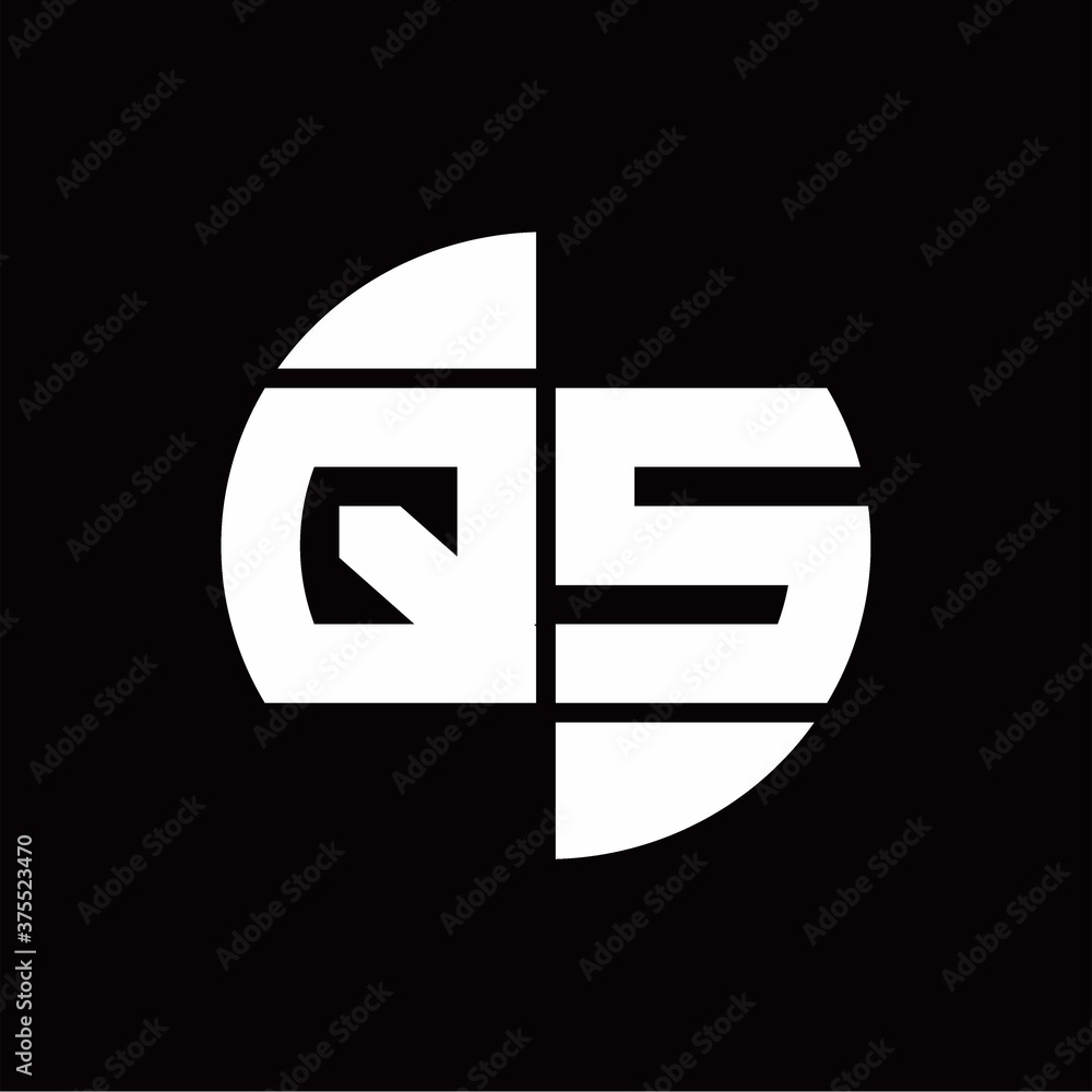 QS Logo monogram with slice circle shape rotate design template QS Logo monogram with slice circle shape rotate design template