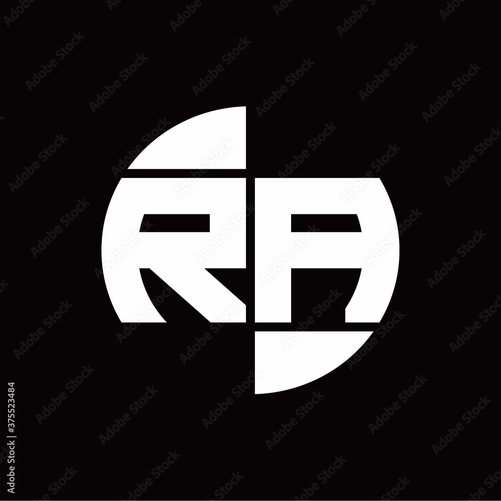 RA Logo monogram with slice circle shape rotate design template RA Logo monogram with slice circle shape rotate design template