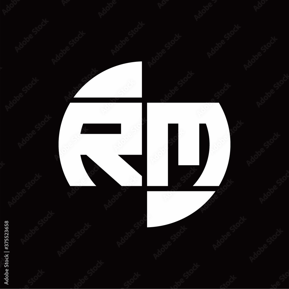 RM Logo monogram with slice circle shape rotate design template RM Logo monogram with slice circle shape rotate design template