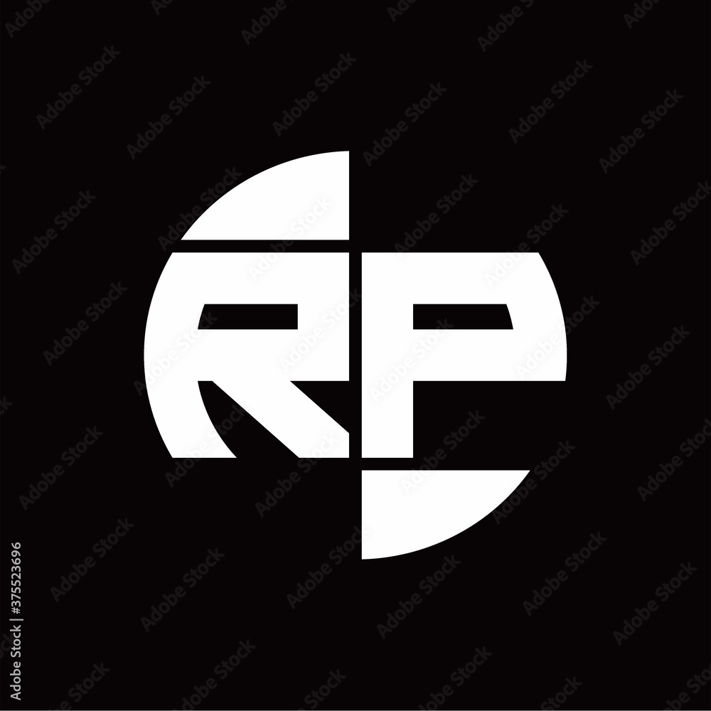RP Logo monogram with slice circle shape rotate design template RP Logo monogram with slice circle shape rotate design template