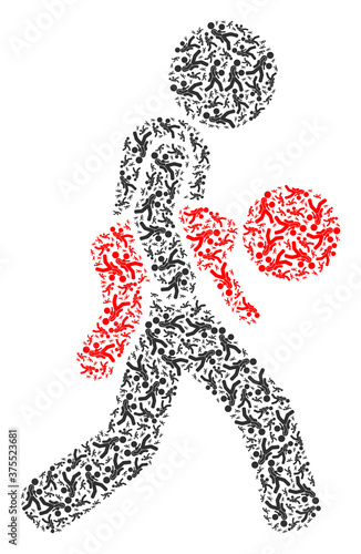 Vector kidnapper collage is designed from scattered self kidnapper items. Recursive collage for kidnapper.