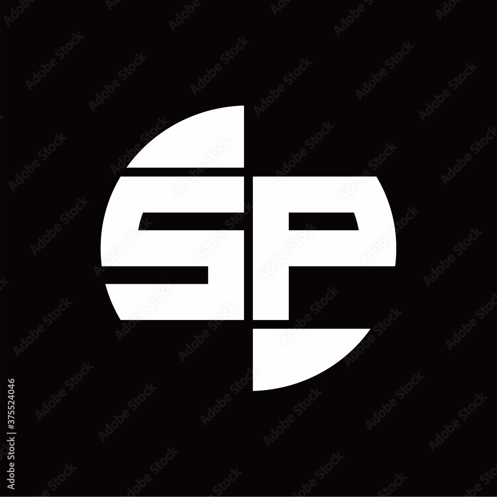 SP Logo monogram with slice circle shape rotate design template SP Logo monogram with slice circle shape rotate design template