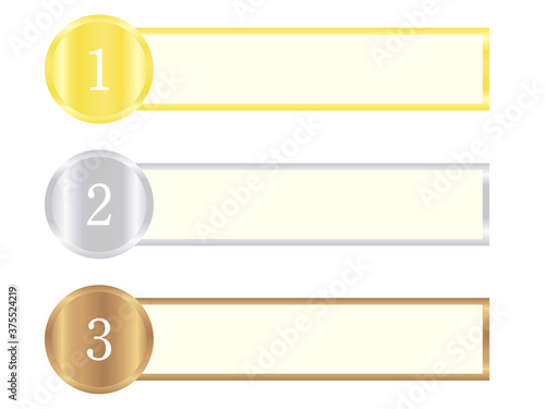 Ranking label with gold, silver and bronze medals. Vector illustration.