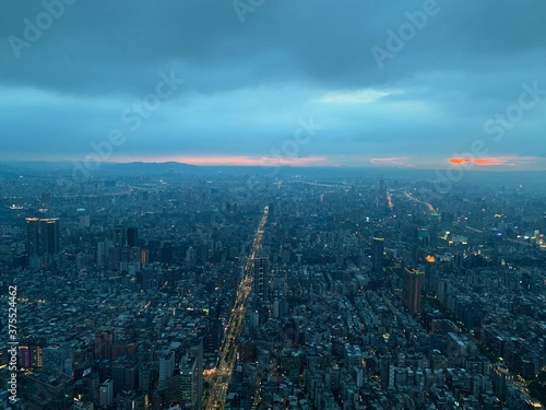 aerial view of the city of Taipei