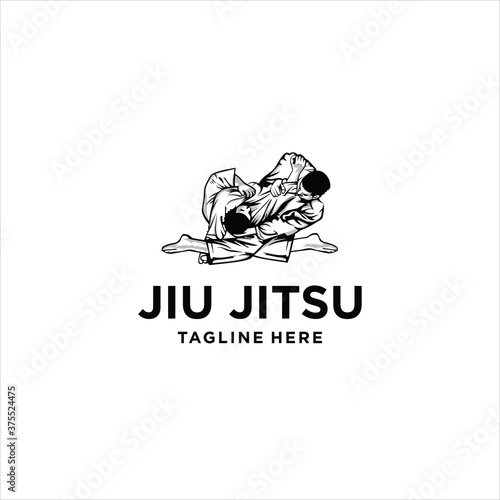 Martial art karate jiu jitsu logo sport symbol illustration Vector