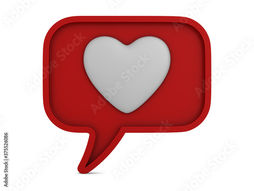 bubble speak and heart on w...