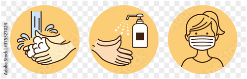 washing hands mask gargling illustration vector