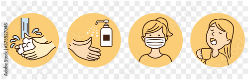 washing hands mask gargling illustration vector
