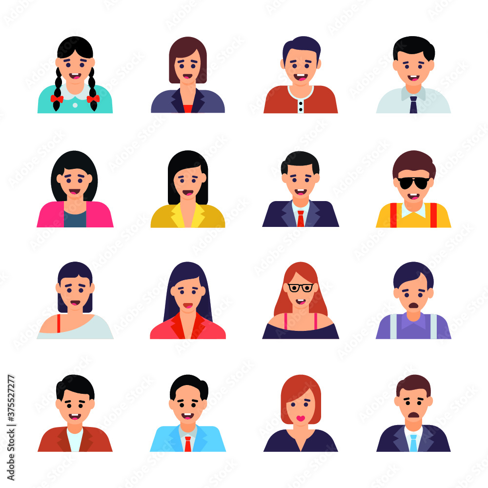 Pack of Different Avatars Flat Vectors Pack of Different Avatars Flat Vectors