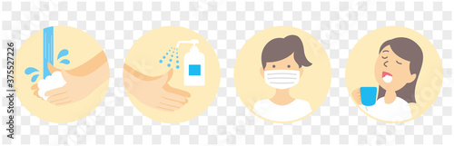 washing hands mask gargling illustration vector