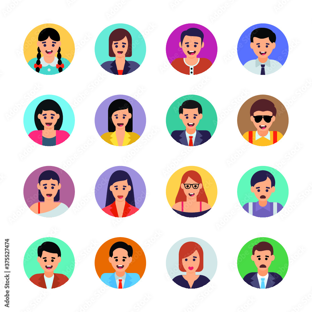 Pack of Different Avatars Flat Vectors Pack of Different Avatars Flat Vectors