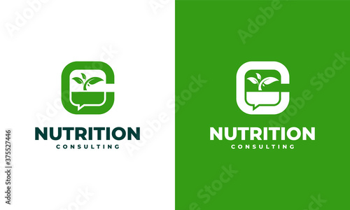 Nutrition Consulting logo designs concept vector, Food Talk logo designs template, icon symbol