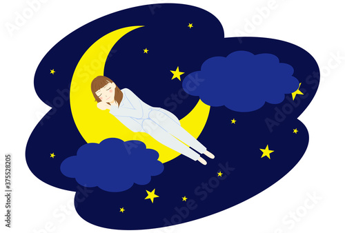 月　寝る　女性