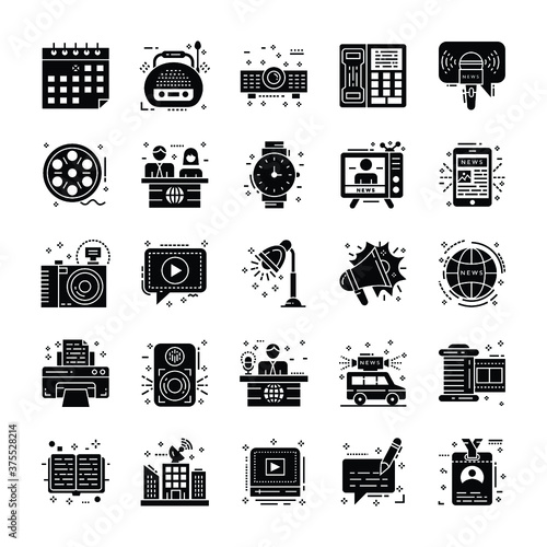 Journalism and Mass Media Solid Vectors Pack 