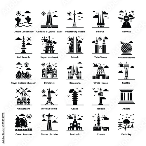 Travel and Tours Solid Icons Pack 