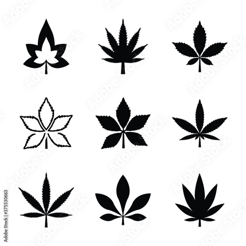 Weed Leaves, Marijuana, and Pot Leave Line and Glyph Vectors Pack