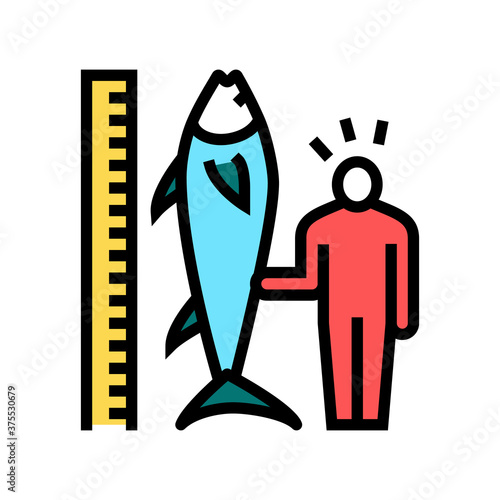 tuna size and fisherman color icon vector. tuna size and fisherman sign. isolated symbol illustration