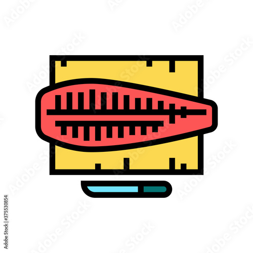 butchering tuna fish color icon vector. butchering tuna fish sign. isolated symbol illustration