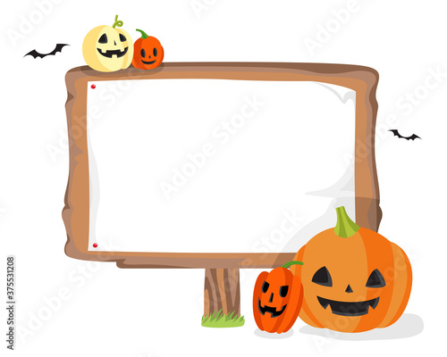 ハロウィンなかぼちゃと看板
