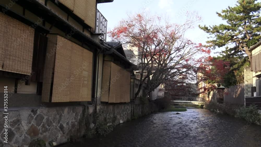 River runs through traditional Japanese town River runs through traditional Japanese town