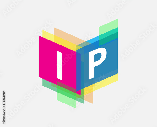Letter IP logo with colorful geometric shape, letter combination logo design for creative industry, web, business and company.