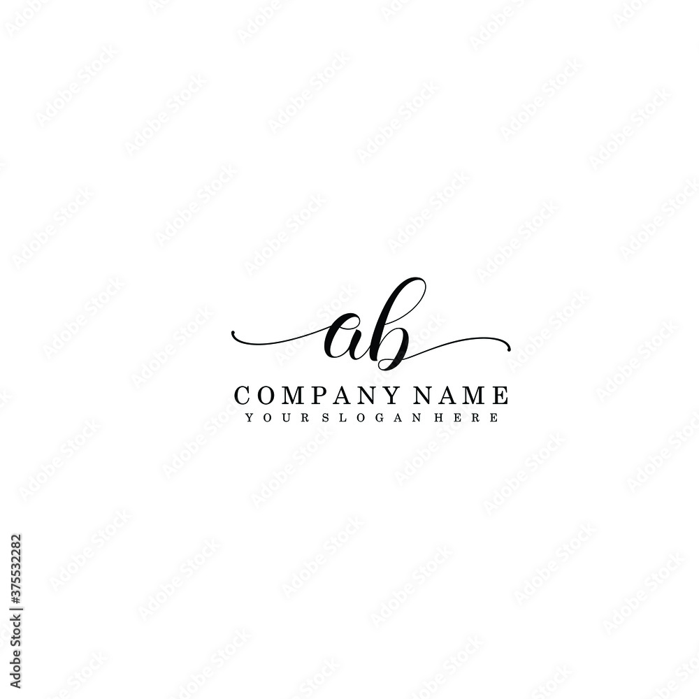 AB Initial handwriting logo template vector
