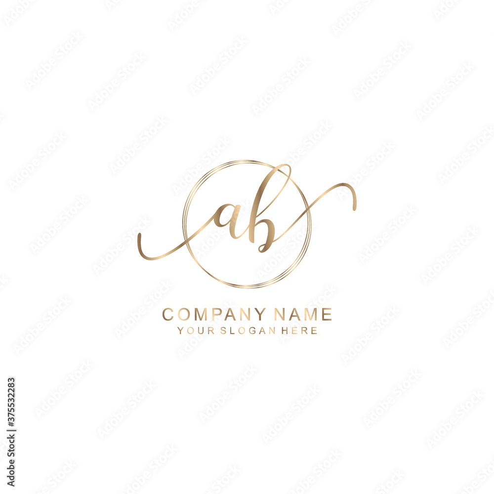AB Initial handwriting logo template vector AB Initial handwriting logo template vector