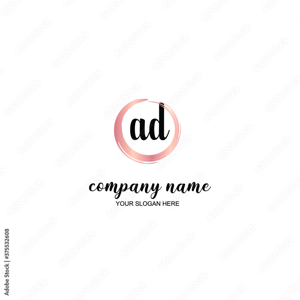 AD Initial handwriting logo template vector AD Initial handwriting logo template vector