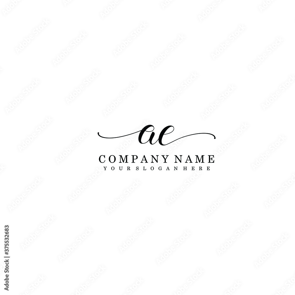 AE Initial handwriting logo template vector