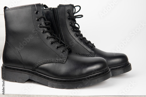 black leather boots