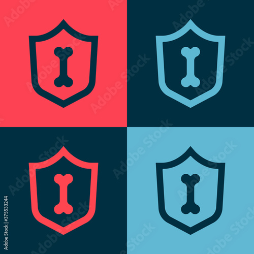 Pop art Animal health insurance icon isolated on color background. Pet protection concept. Vector.
