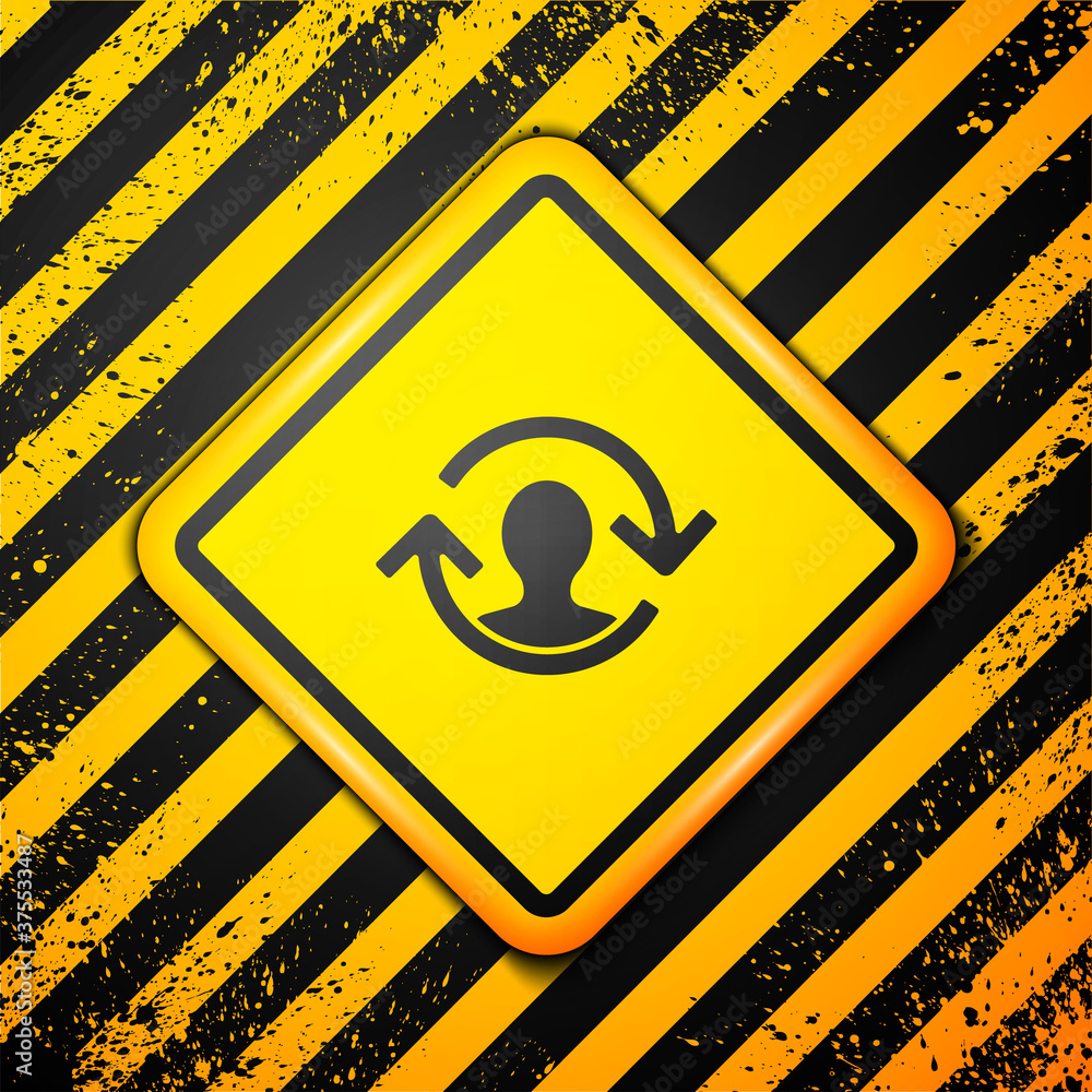 Black Human resources icon isolated on yellow background. Concept of human resources management, professional staff research, head hunter job. Warning sign. Vector. Black Human resources icon isolated on yellow background. Concept of human resources management, professional staff research, head hunter job. Warning sign. Vector.
