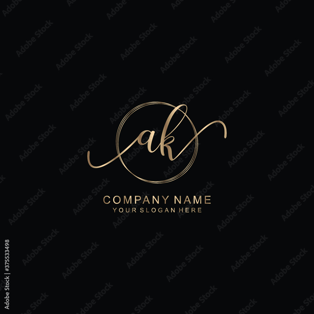 AK Initial handwriting logo template vector
AK Initial handwriting logo template vector