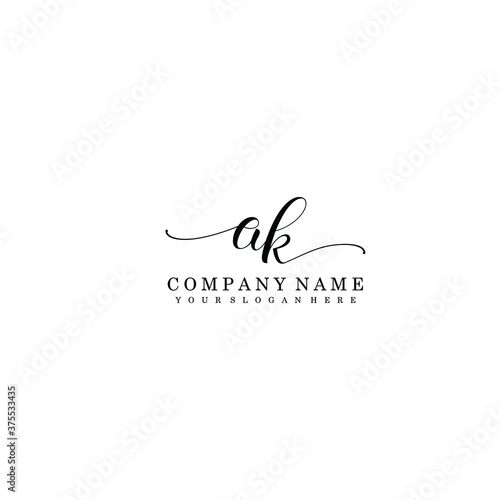 AK Initial handwriting logo template vector

