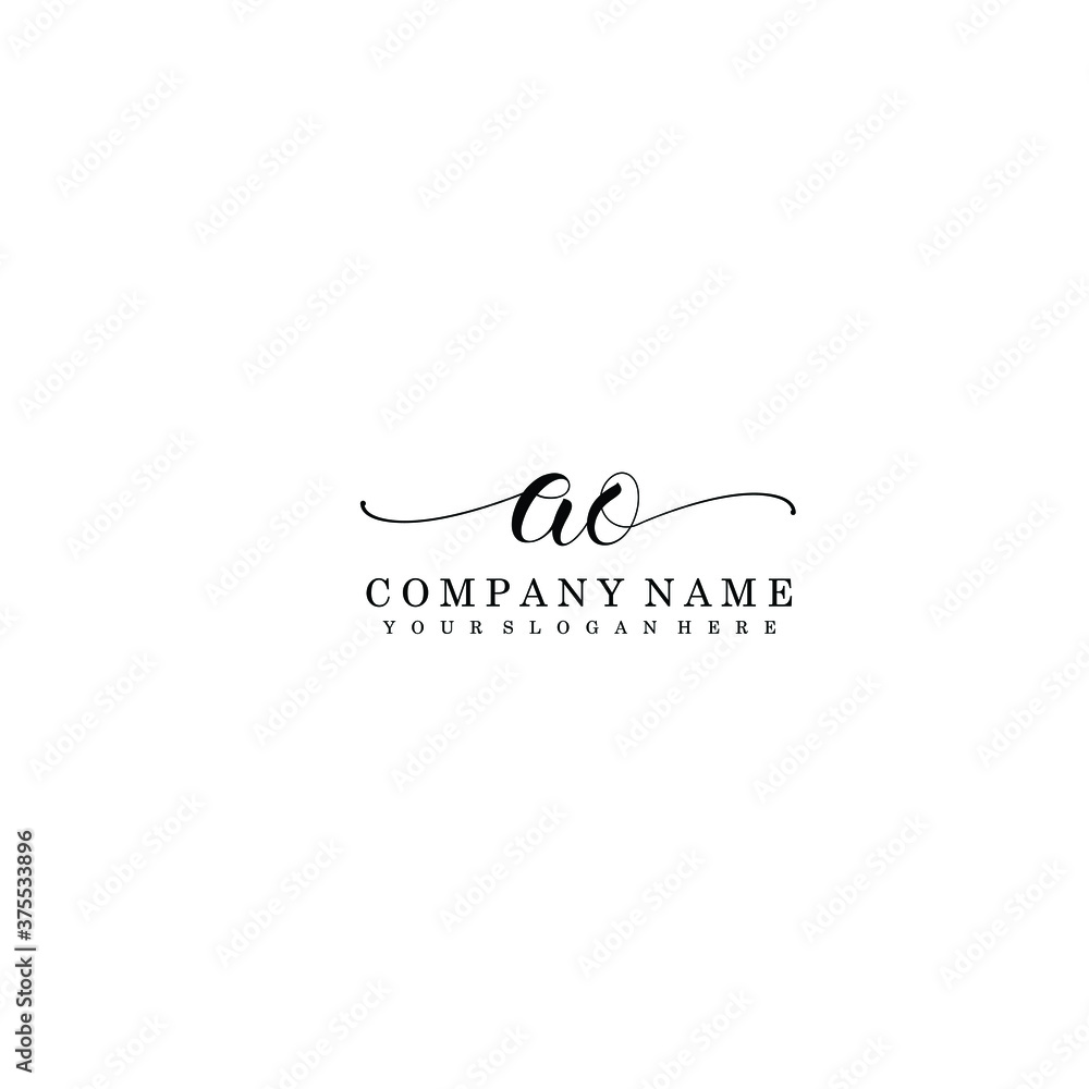 AO Initial handwriting logo template vector AO Initial handwriting logo template vector