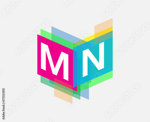 Letter MN logo with colorful geometric shape, letter combination logo design for creative industry, web, business and company.