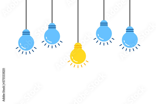 set of lightbulb with one unique idea